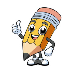 a cartoon drawing of a pencil with a face on it