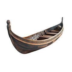 A wooden boat on a white and transparent  background. PNG cutout.