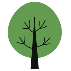 Green tree isolated on a white background. Simple flat style, vector illustration. Tree icon.