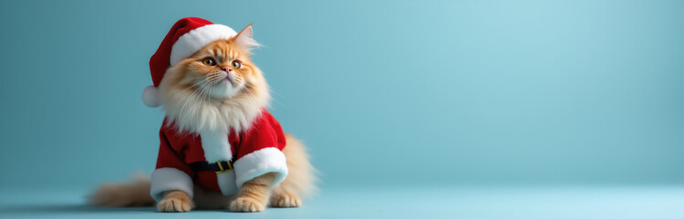 Cute Cat Wearing Santa Hat for Christmas. Perfect for Digital and Printed Greeting Cards, Decorations, and other Festivities. 