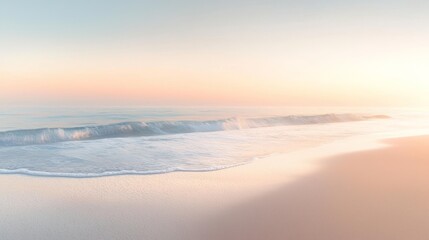 Obraz premium Tranquil Dawn Beach: Soft Light and Reflection on Sandy Shoreline