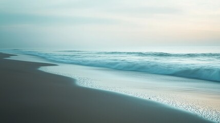 Tranquil Beach at Dawn with Soft Light and Sand Shadows for Calm Reflection
