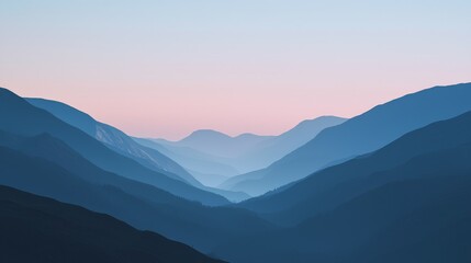 Obraz premium Dawn's Serenity: Exploring Tranquil Mountain Landscape in Soft Morning Light