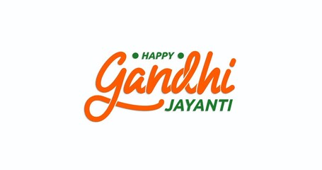 Happy Gandhi Jayanti Text Animation: Beautiful Handwritten Calligraphy Animated with Alpha Channel, Perfect for Celebrating Peace, Educational Content, Social Media Posts, and Inspirational Messages