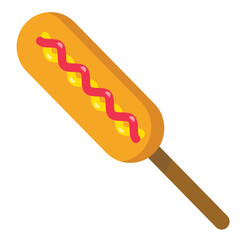 Corn dog icon with flat style. Simple corn dog vector illustration