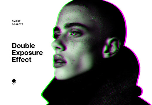 Displaced Double Exposure Photo Effect Mockup