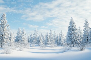 Obraz premium Serene Winter Landscape with Snow-Covered Trees