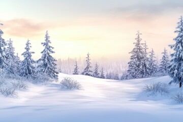 Serene Winter Landscape with Snow-Covered Trees