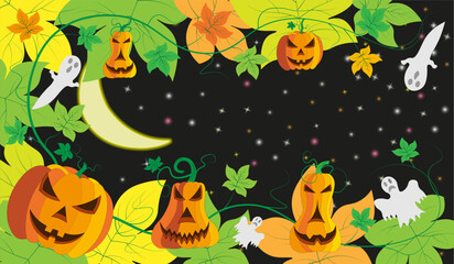 Beautiful Halloween background on the background of the starry sky with the moon