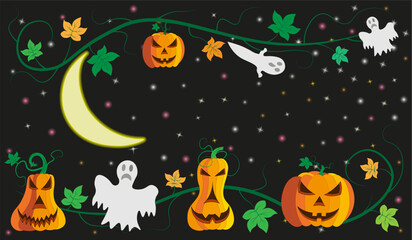 Beautiful Halloween background on the background of the starry sky with the moon