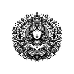 beauty line art queen logo template. goddess of nature logo illustration
