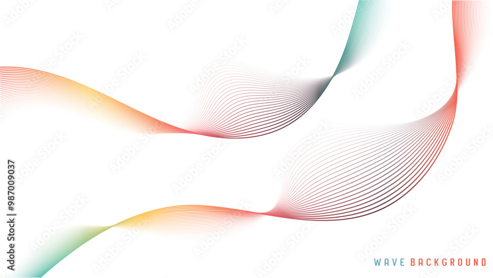 Poster Elegant wave background design featuring smooth, flowing lines in vibrant colors. This abstract composition creates sense of movement and harmony, perfect for modern graphics.