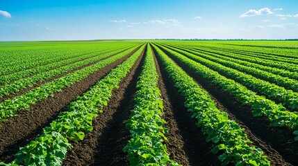 Obraz premium Green cover crops regenerating soil during off-season, soil health maintenance concept