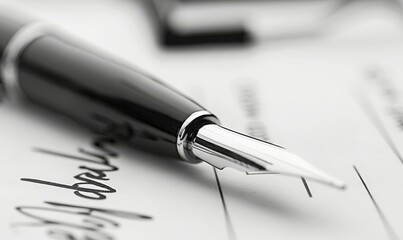 Fototapeta premium Signing paper form or contract, closeup view