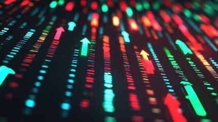 Dynamic Stock Market Ticker Display with Colorful Arrows