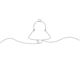 Continuous one line drawing of school bell. One line drawing illustration of international education day. Back to school, reminder, alertness concept line art. Editable outline