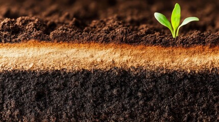 Layers of soil illustrating the carbon sequestration process, environmental focus