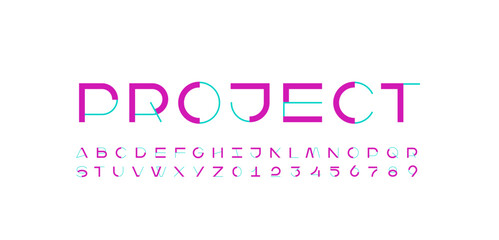 Modern font color trendy geometric alphabet