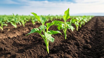 Rich black soil supporting healthy crop growth in a sustainable farming environment