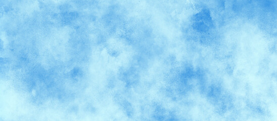 Obraz premium Blue clouds on the sky with soft natural cloudy stains, Watercolor painting with gradient painted cloudy blue texture, texture blue white paper background, Blue watercolor cloudy sky background.