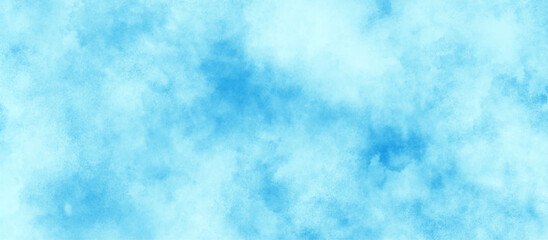Blue clouds on the sky with soft natural cloudy stains, Watercolor painting with gradient painted cloudy blue texture, texture blue white paper background, Blue watercolor cloudy sky background.