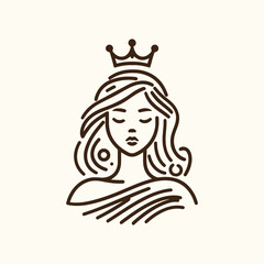 beauty line art queen logo template. goddess of nature logo illustration