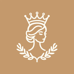 beauty line art queen logo template. goddess of nature logo illustration