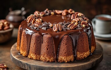 Chocolate Cake with Pecan Topping
