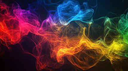 Abstract colorful smoke on black background.