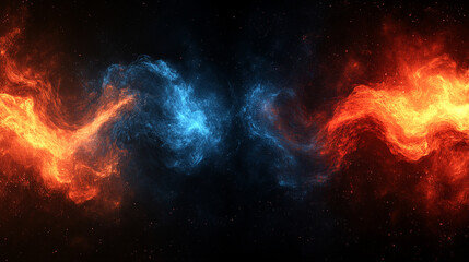 Fototapeta premium A stunning cosmic background featuring swirling red and blue nebulas against a dark backdrop, ideal for science and fantasy themes.