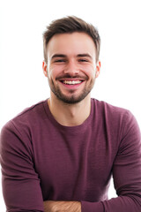 Obraz premium 30 year old man, tidy, smiling, solid clear white background