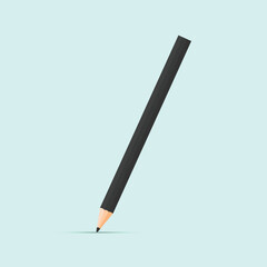 Black pencil with shadow underneath. Vector illustration