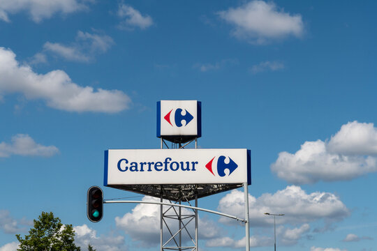 Chojnice, Poland - August 3, 2024: Carrefour
