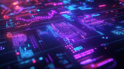 Fototapeta premium HUD user interface with 3D world map and business data charts