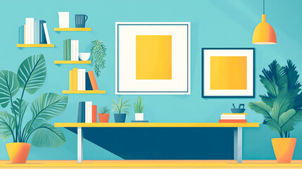Modern Minimalist Home Office with Bright Colors