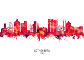 Gothenburg Sweden Skyline Red 
