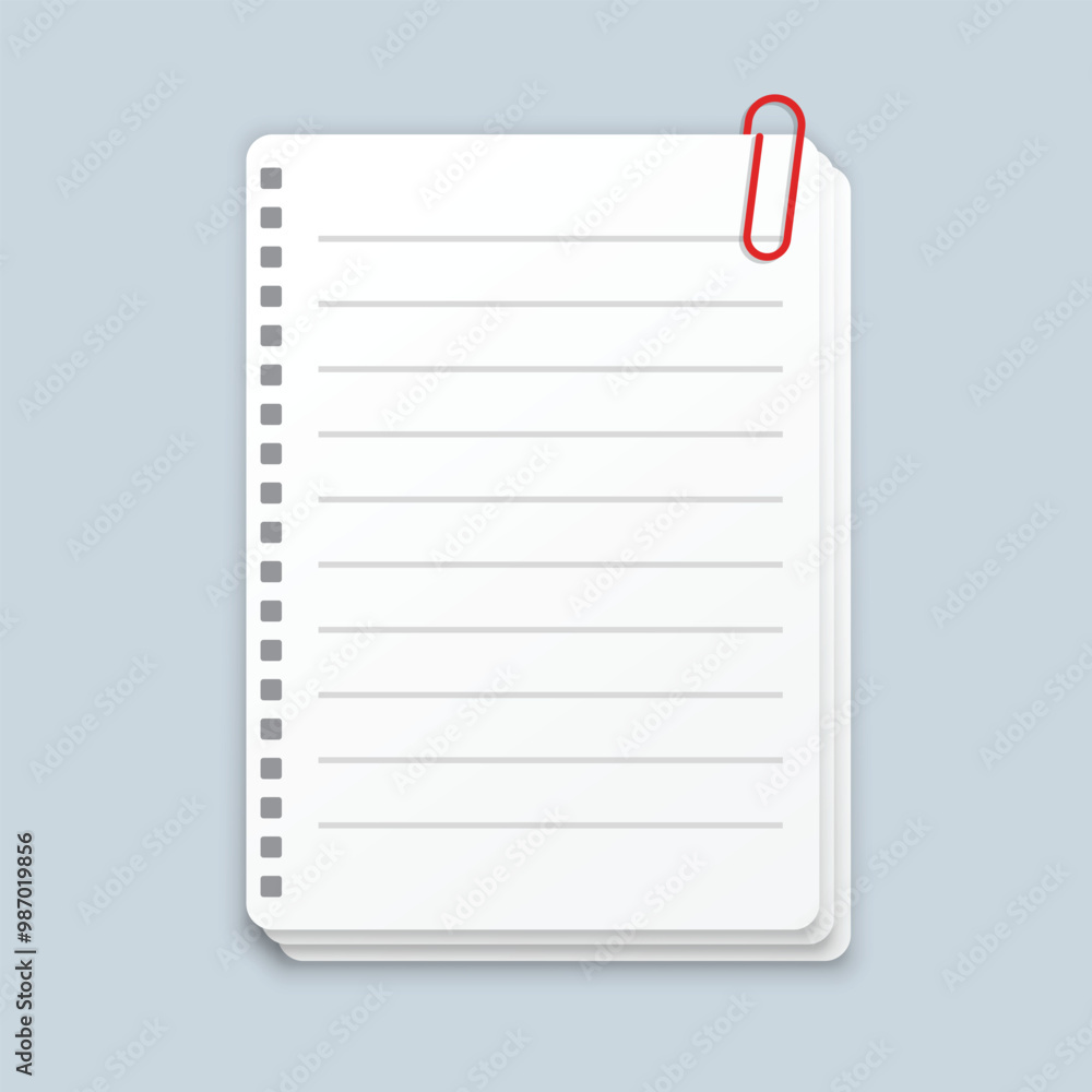 Poster paper page in flat style. sheet with lines and grid vector illustration on isolated background. blan