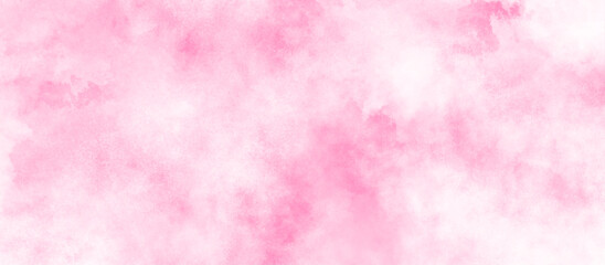 Soft pink clouds texture with white tiny clouds, Beautiful and smooth soft blurred pink texture in center with blank, Smooth and bright abstract brush stroke acrylic watercolor background.