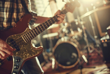 Obraz premium Musicians Rehearsing in a Studio Space