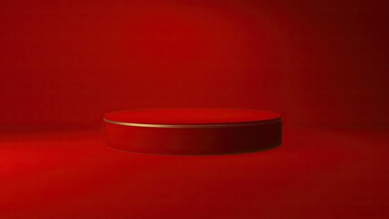 Red circular platform on red background