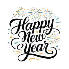 Obraz premium Happy New Year graphic design with fireworks. A festive and elegant graphic design featuring the words 
