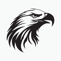 Obraz premium Black eagle head logo Vector Silhouette on white