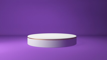 White circular platform on purple background