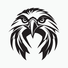 Obraz premium Black eagle head logo Vector Silhouette on white