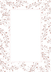 Hand drawn watercolor dried autumn seed crop frame border isolated on white background. Can be used for post card, invitation, book cover and other printed products.