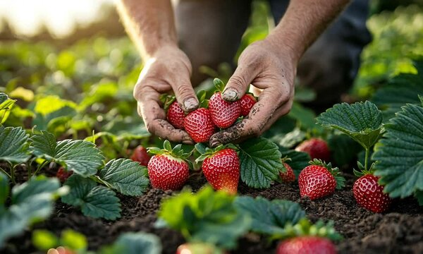 Harvesting Fresh Strawberries