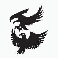 Black eagle head logo Vector Silhouette on white