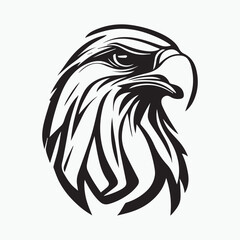 Black eagle head logo Vector Silhouette on white