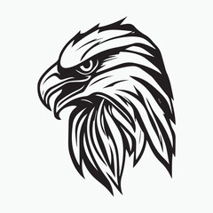 Black eagle head logo Vector Silhouette on white