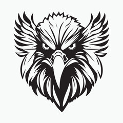 Black eagle head logo Vector Silhouette on white